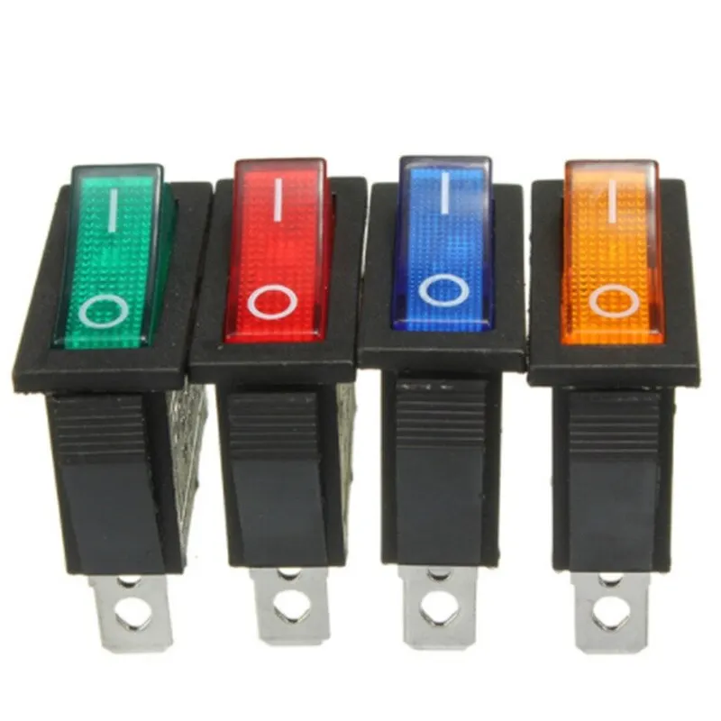 Toggle Switch 8Pcs AC 250V/15A 125V/20A Illuminated LED On/Off SPST 3 Pin 2 Position Mini Boat Rocker for Househould DIY