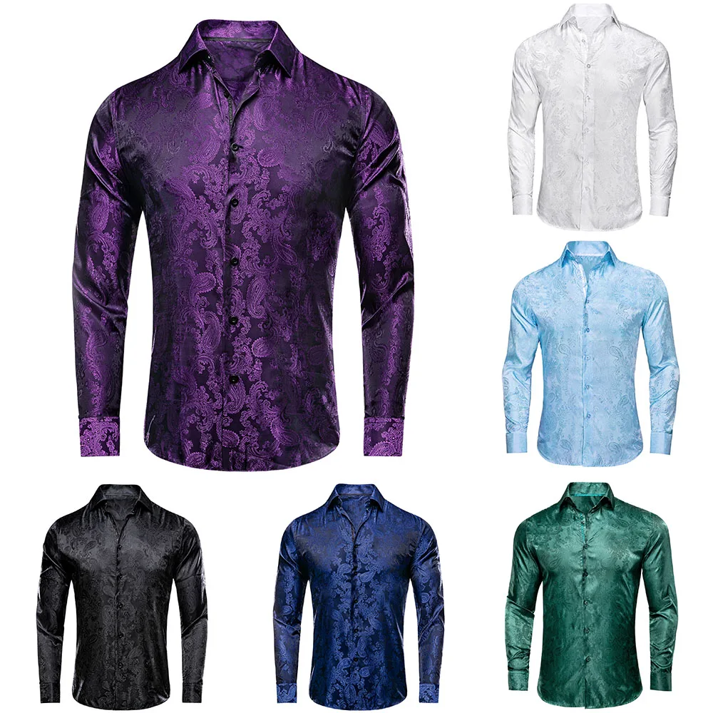 Final Sale | Men's Purple Tone-on-Tone Jacquard Paisley Satin Style Shirt main image 1