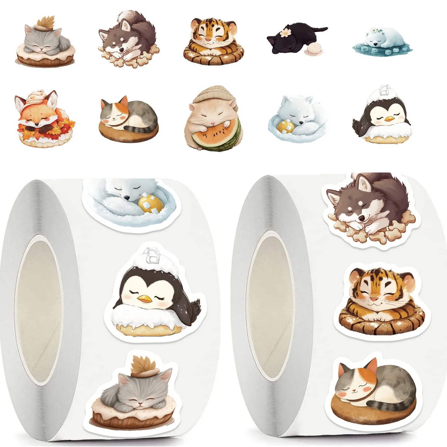Cute Cartoon Cat Animals Stickers Decoration Reward DIY Stickers Scrapbook Skateboard Sealing Label Stationery Gifts 50-500pcs
