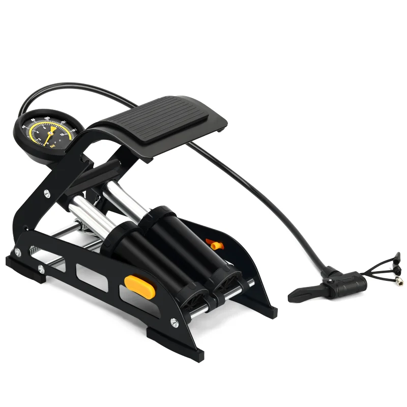 Pompa A Pedale Doppio Cilindro - Per Auto, Moto, Bici, Manometro, 160 PSI