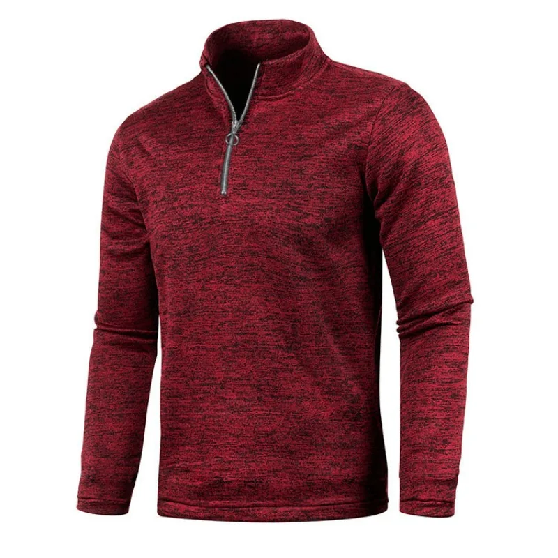 Winter Men's Sweater with Zipper Design At The Front and A Solid Color High Neck Base Coat for Men