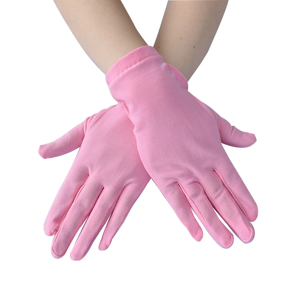 Wedding Dress Gloves Pink Stretch Spandex Green Black Yellow Women Dance Party Wedding Gloves Full Finger Guantes Boda