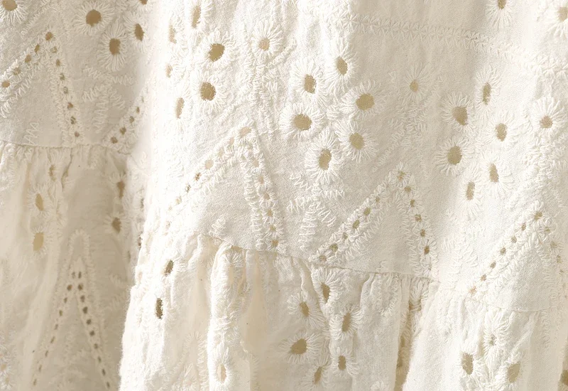 Japan Style Mori Girl Hollow out Embroidery Cotton linen Skirts Women Elastic Waist Casual Loose Vintage Skirts