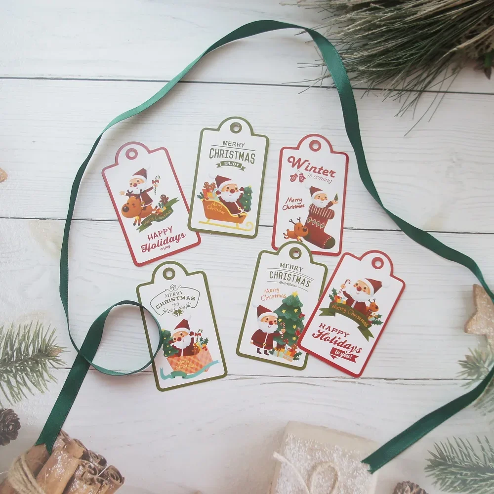 50 шт., бумажные этикетки «Санта-Клаус»