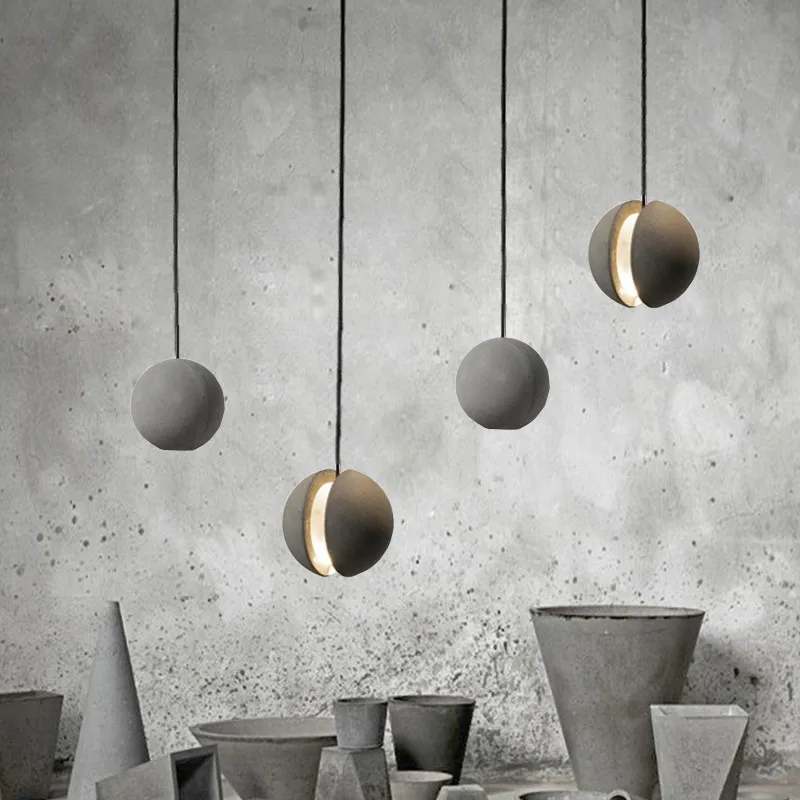 

Round Concrete lamp Cafe Bar Dining room kitchen island pendant lights LOFT Industrial Vintage Ball Pendant Lights Fixtures