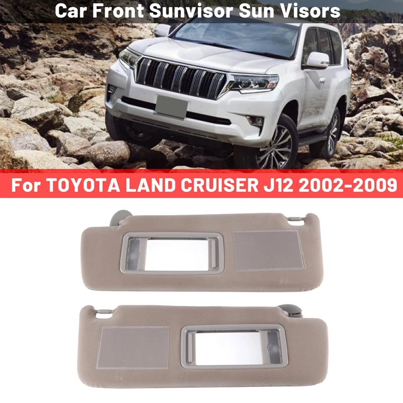 

1Pair Car Front Sunvisor Sun Visors With Mirrors & LED Lights Parts Accessories For TOYOTA LAND CRUISER J12 LC120 2002-2009