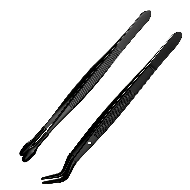 2/3/5/6pcs 고무 팁이 있는 핀셋 고무 PVC 실리콘 코팅 논마링 플랫 팁 벤트 팁 핀셋 팁이 있는 핀셋
