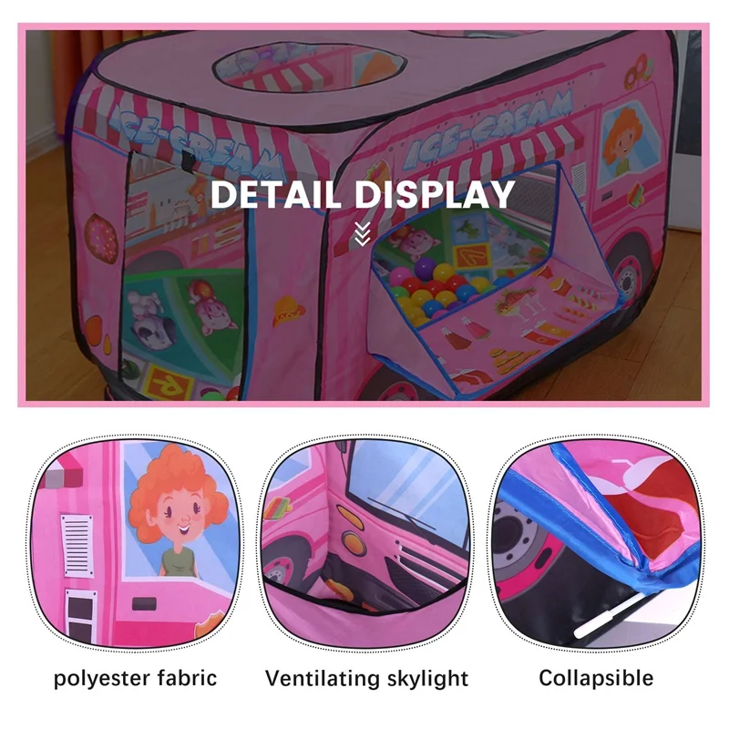 Ice Cream Truck Kids Play Tent-Foldable Indoor And Outdoor Playhouse For Toddlers, Boys And Girls