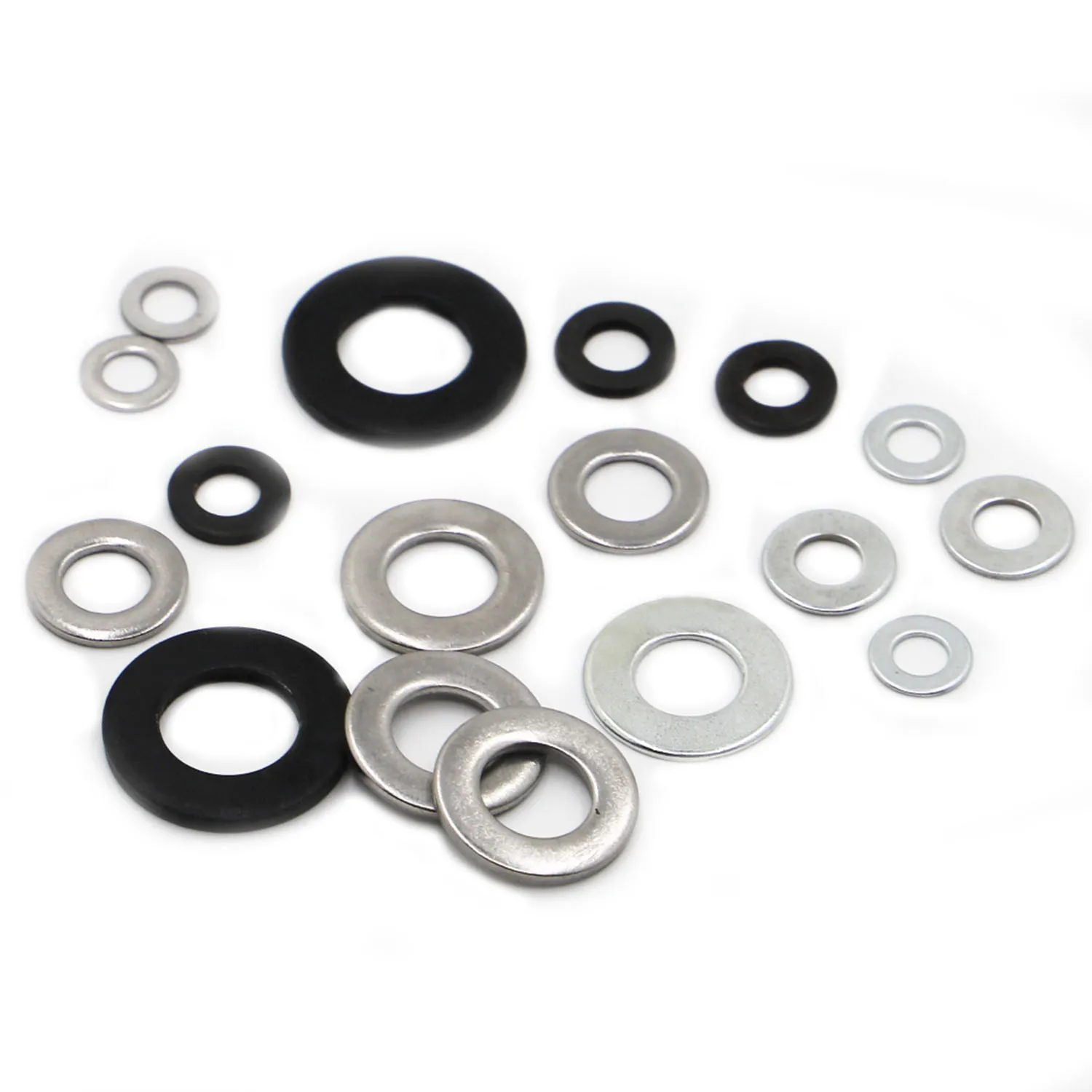 M2-M24 GB97 Spacer 304 Stainless Steel White Zinc Black Zinc Steel Washer Plain Gasket Rings for Screw Bolt Flat Metal Washer