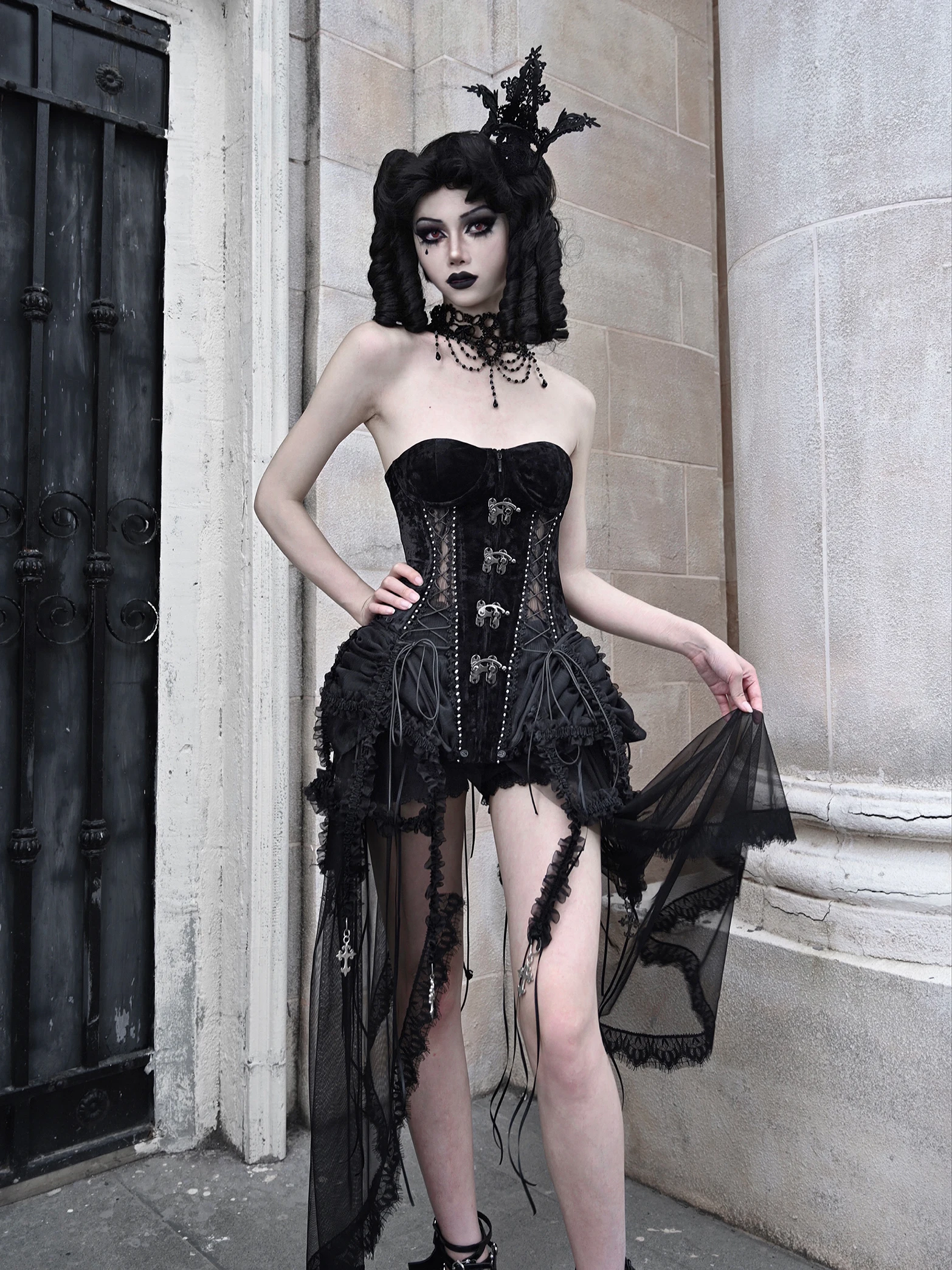 BLOOD SUPPLY / Goddess-Tops［BLK］ Blood Supply Original Black Gothic Fairy Women Summer
