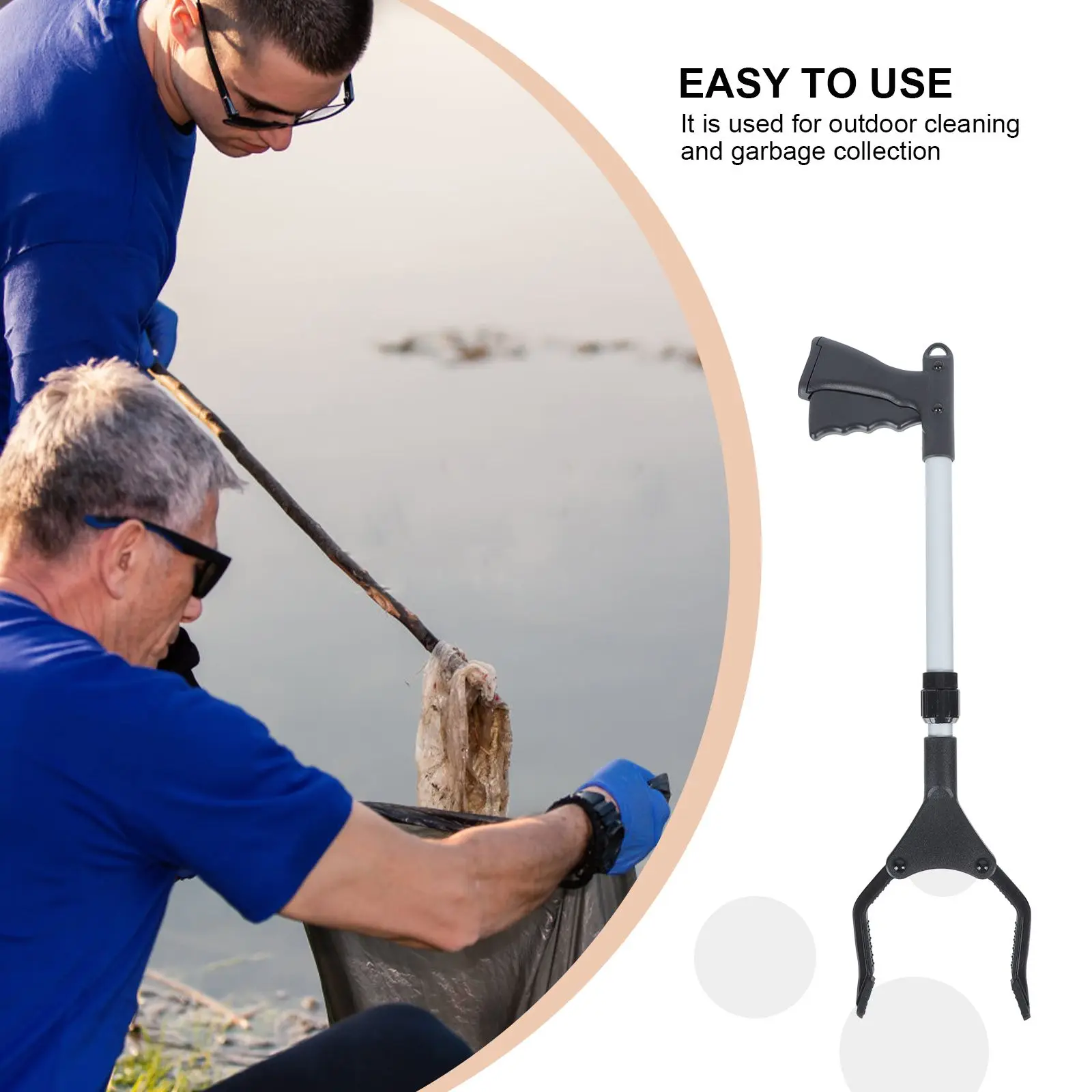 Retractable Aluminum Alloy Trash Clip 50.8 66cm Garbage Picker Leaf Grabber Long Arm Rubbish Clamp Tool Durable Outdoor Cleaning