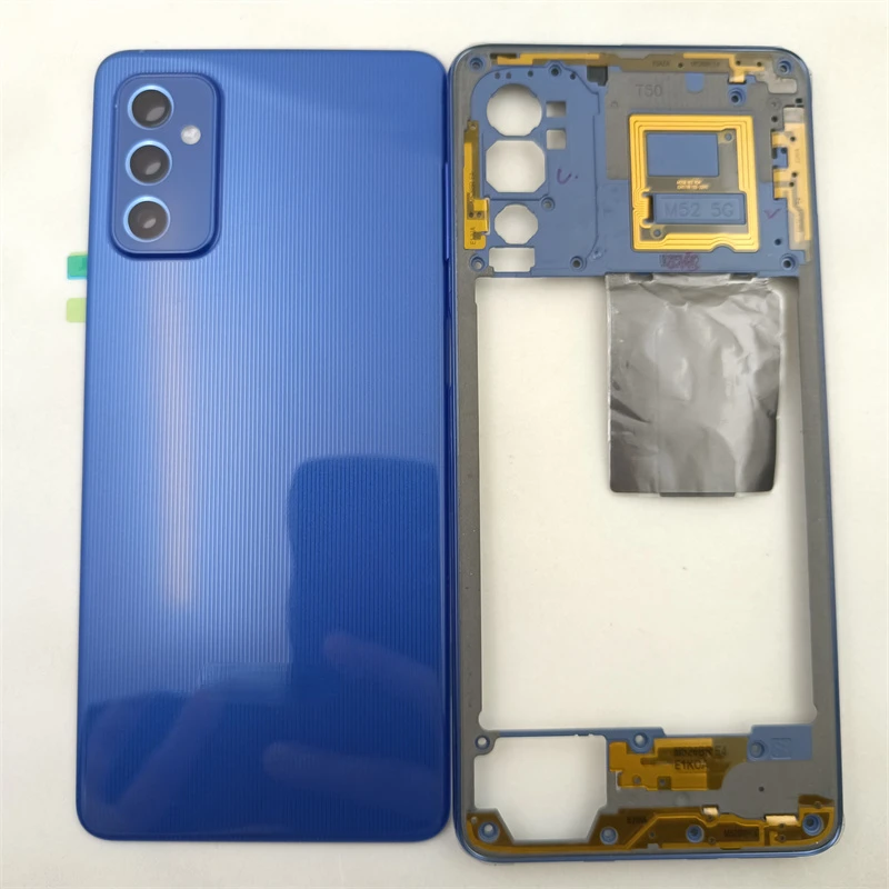 

For Samsung Galaxy M52 5G M526 Phone Housing Middle Frame+Battery Back Cover Case Panel With Camera Lens Repair Parts