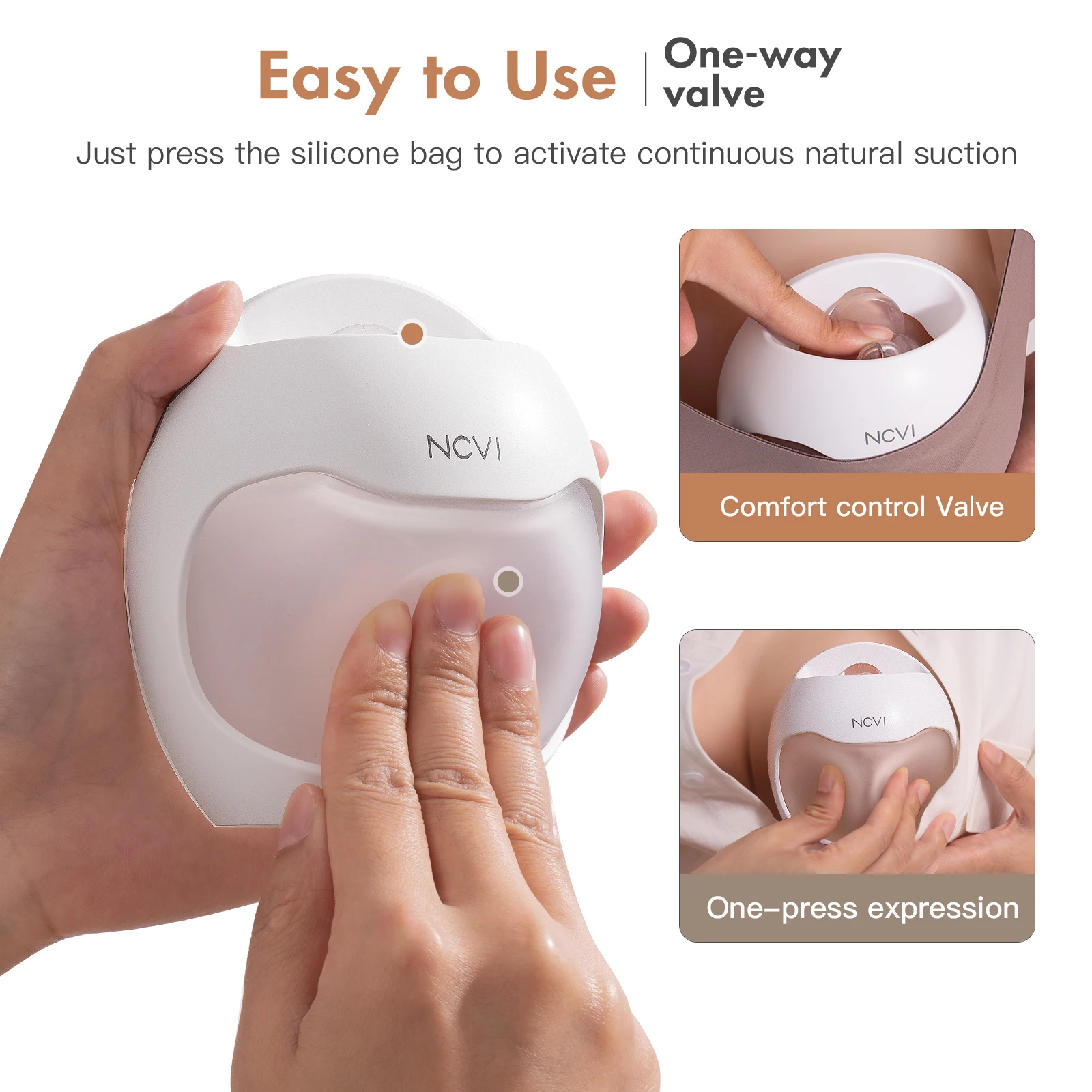 Breast Pump NCVI Manual Wearable Breast Pump Breastmilk Collector Hands-Free & Portable Natural Expression Breast Feeding Essentials