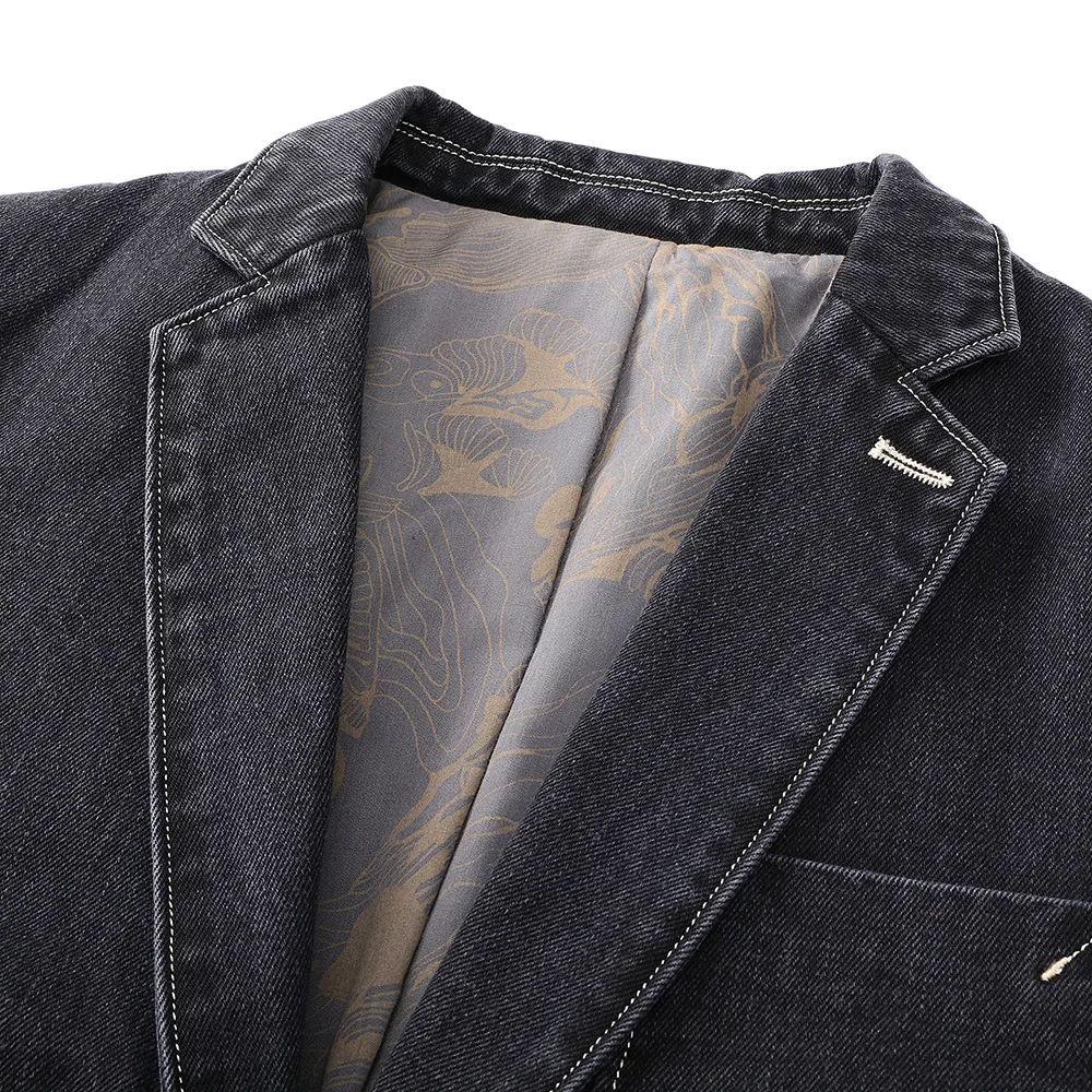 New Men's Denim Blazers Oversized Male Outerwear Spring