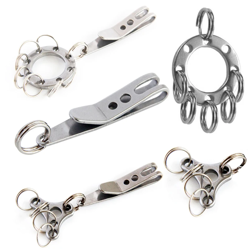 Description Picture 4 of item1pc EDC Bag Clip With Key Ring Carabiner Stainless Steel Outdoor Quicklink Tool Camping Climbing Keychain Money Clip EDC Tools