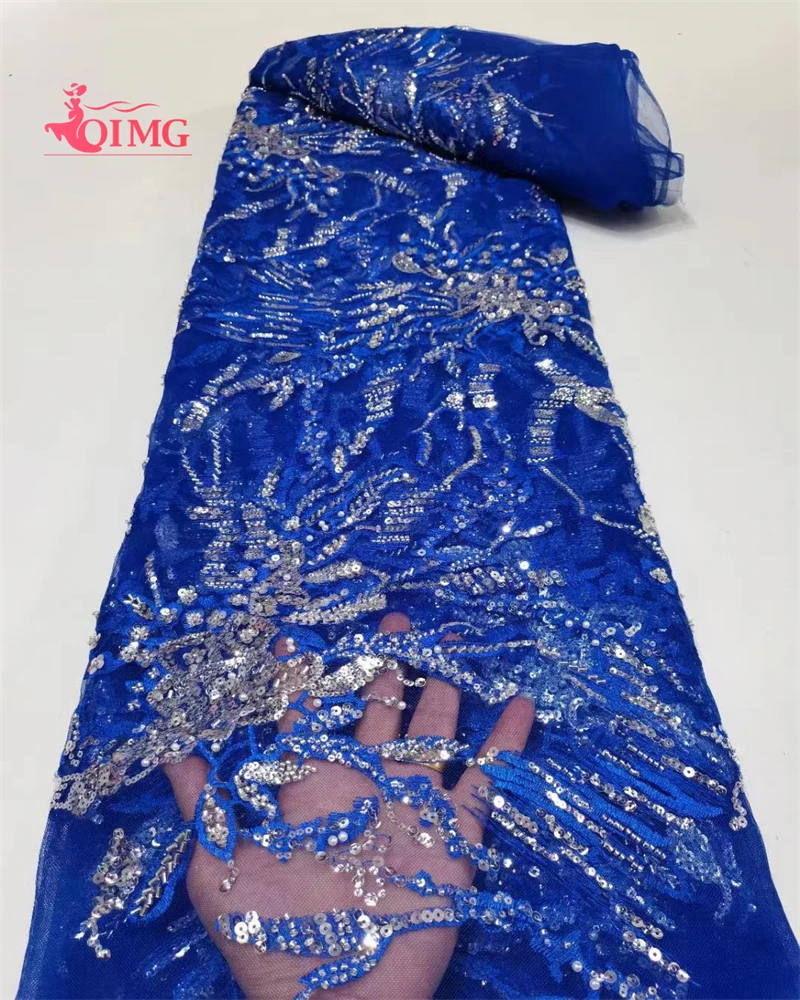 

Luxury Sequins African Lace Fabric 2023 High Quality Beads Groom Nigerian Wedding Bridal Embroidery French Tulle Lace Fabric