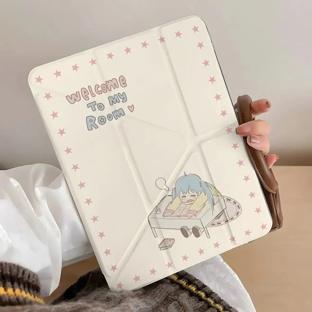 Adorable Pink Cartoon Girl Tablet Case - Universal Fit