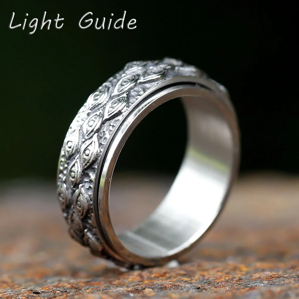 Мужские и женские винтажные кольца «все глаза», серебристые/черные/золотистые вращающиеся кольца из нержавеющей стали, Подарочные ювелирные украшения в стиле панк, 2023