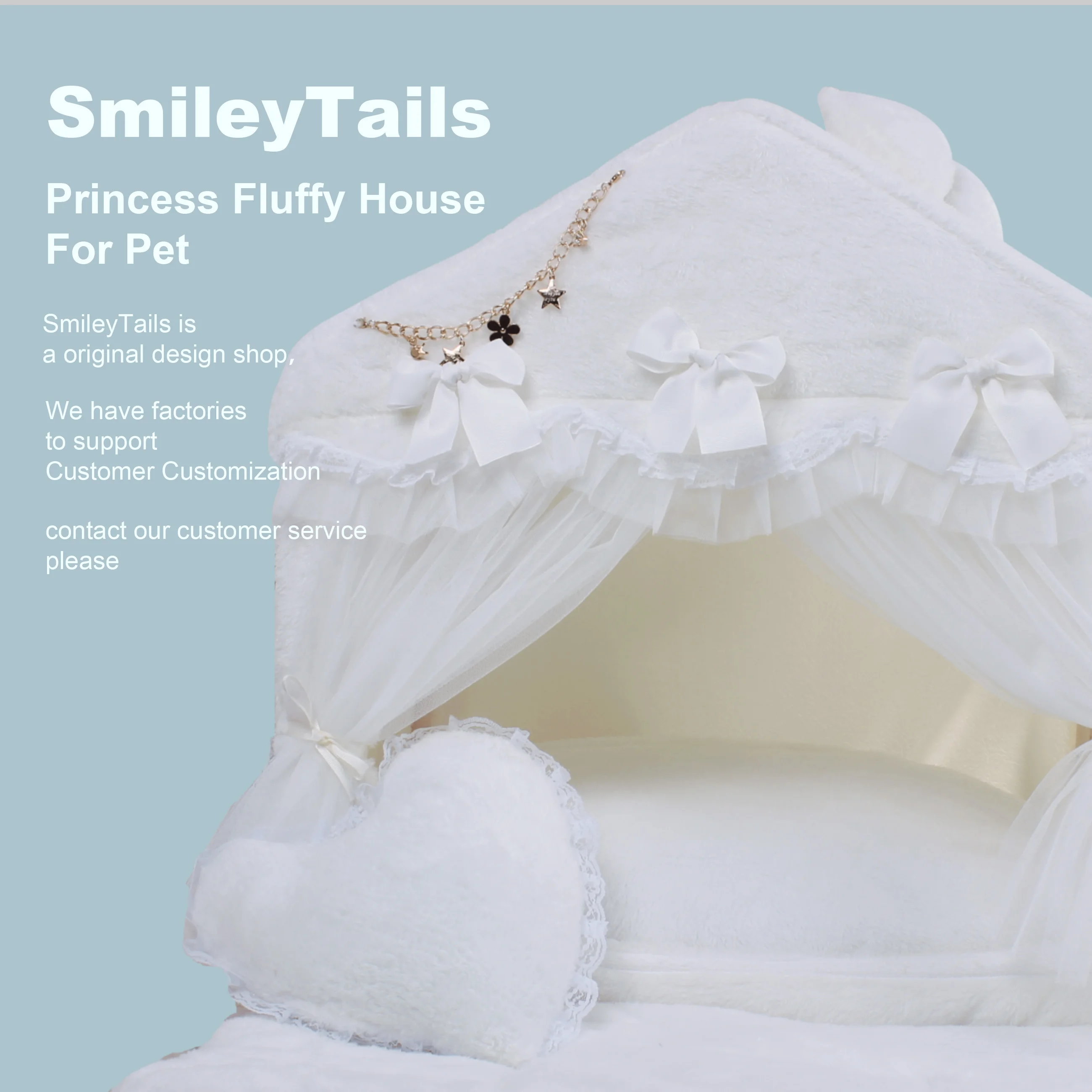 Luxury Princess House For Dog Cat Fluffy Winter Warm Cushion Puppy