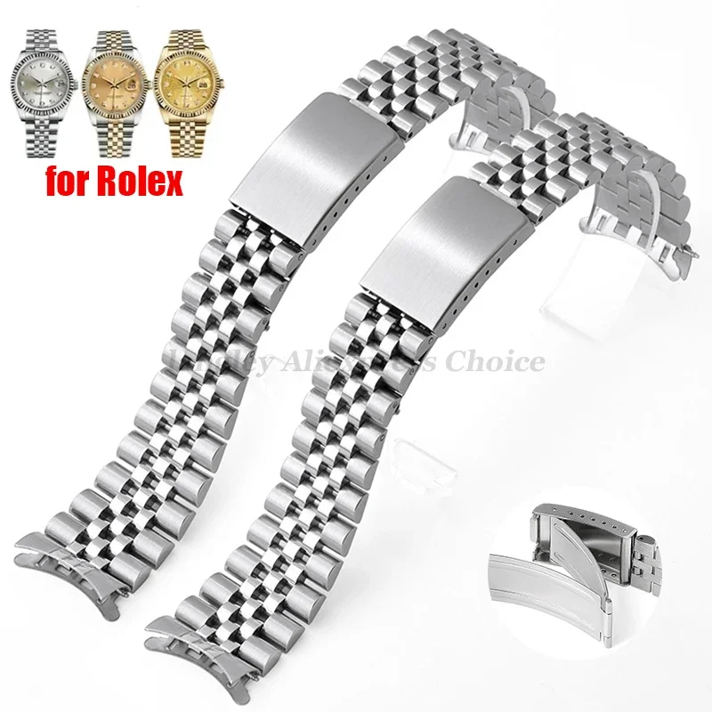 Curved End Solid Stainless Steel Watch Bands