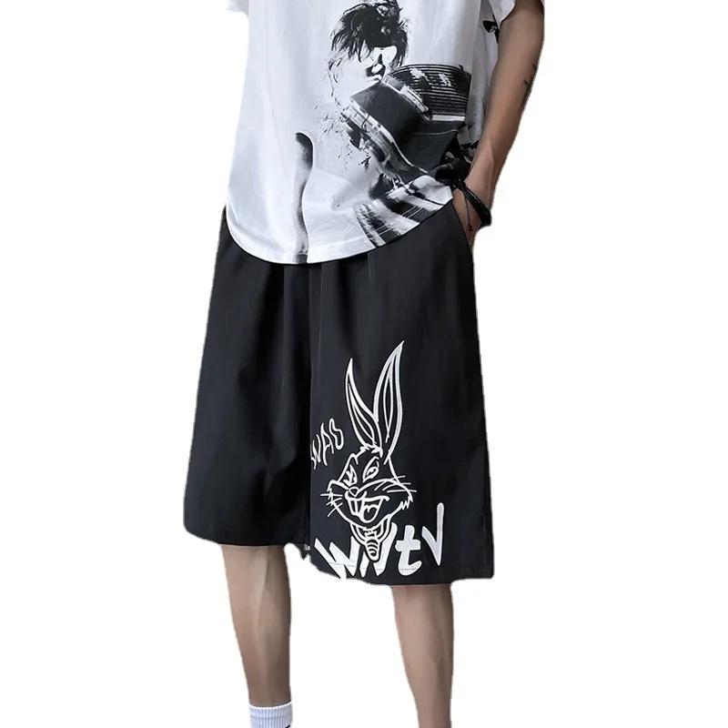 

Ice Silk Shorts Men's Summer Thin Pants Plus Size 5XL High Street Straight Loose Sports Basketball Pants Casual Five-point Pants