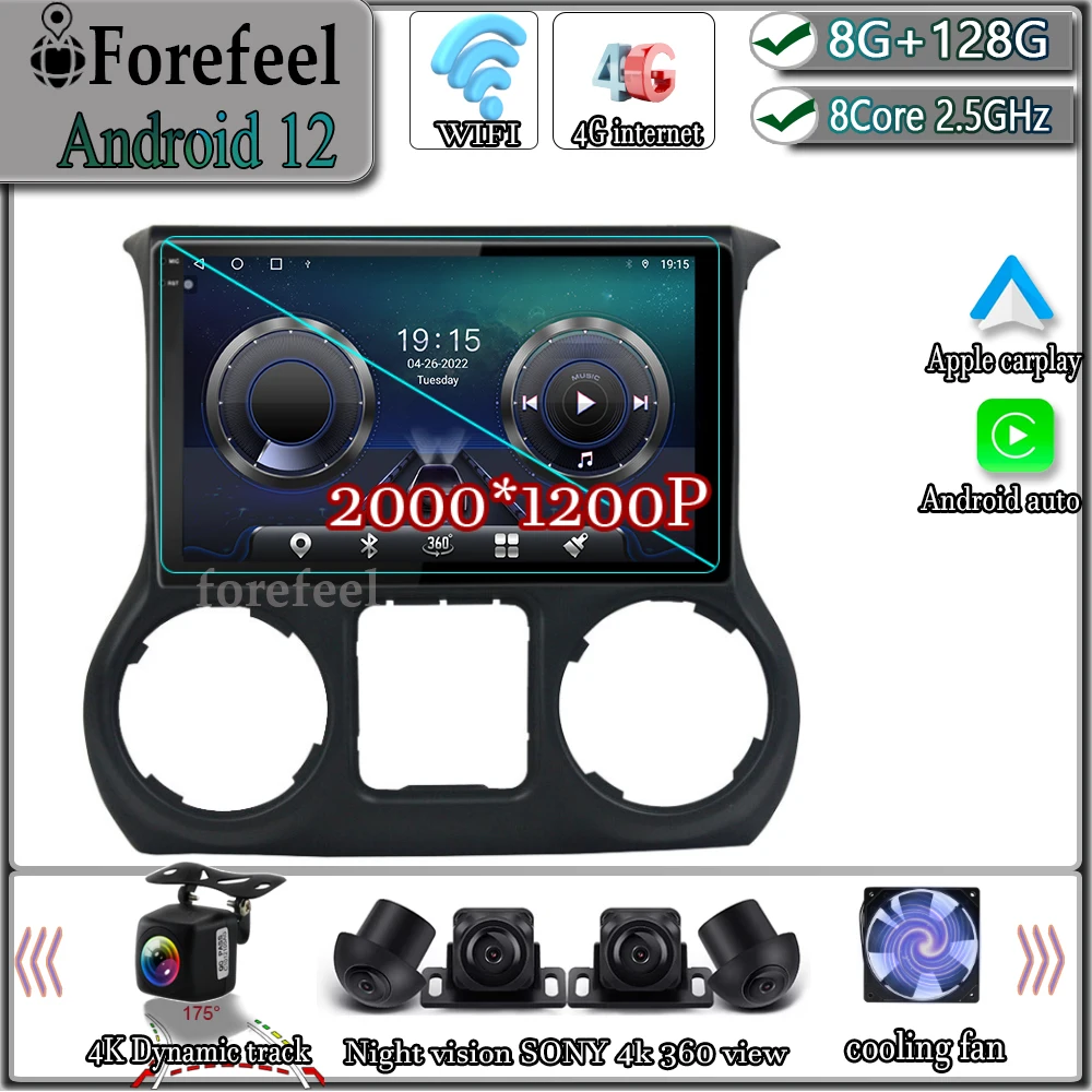 Автомагнитола на Android 11 для Jeep Wrangler 3 JK 2010-2018 автомобильное радио Carplay GPS QLED IPS экран