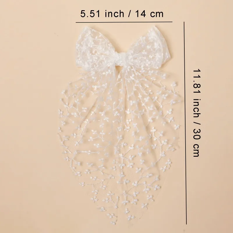 Lace Large Bow Kids Hair Accessories Elegant Hair Clips Kids Sweet Department of Mesh Embroidery Headwear Clip Headwear Gifts