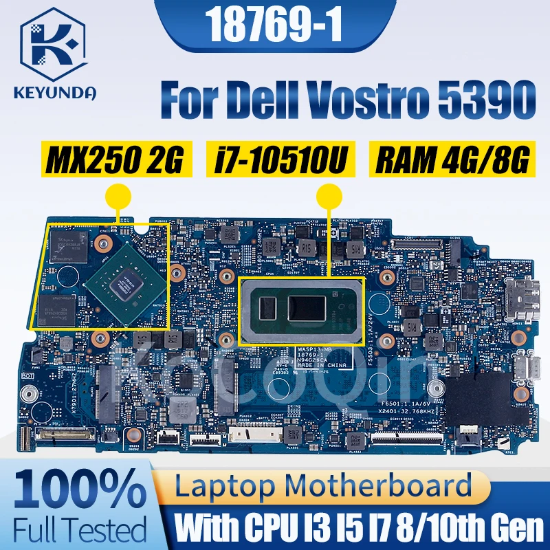 For Dell Vostro P114G 5390 5391 Notebook Mainboard 18769-1 0V61H1