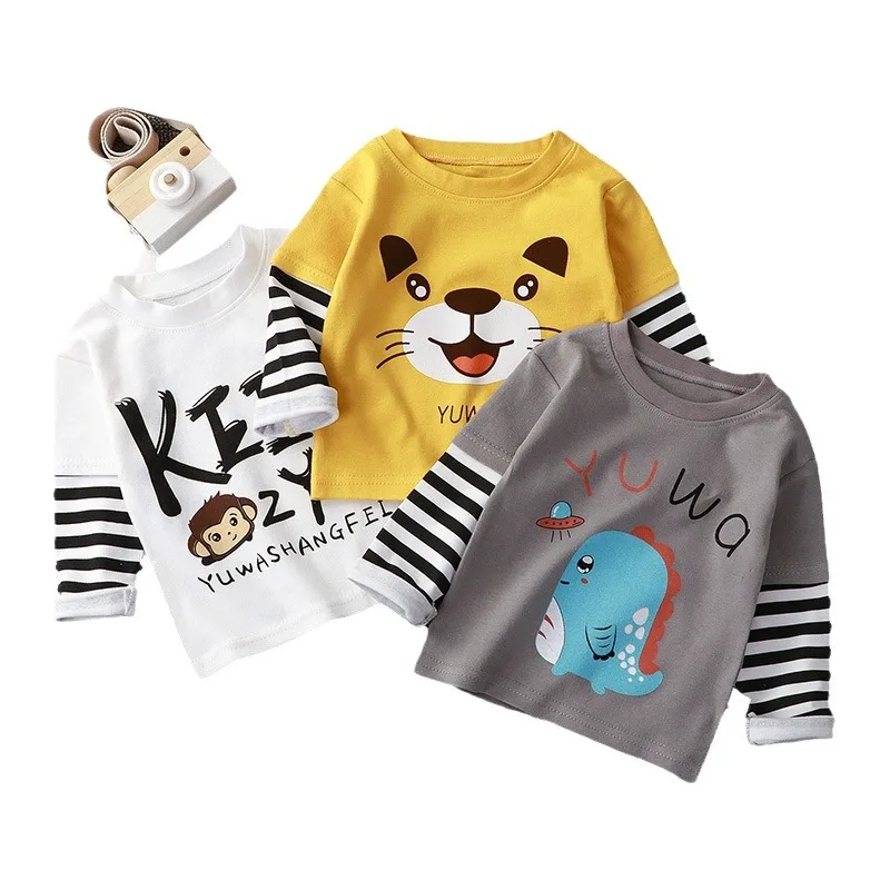 Spring and Autumn Children's T-Shirt Boys Girls Long-Sleeved Tops 0-5 Years Old Cartoon Bottoming Shirt Baby Children's Clothing 5