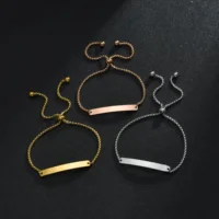 Punk Man Bracelets Hip Pop Gold Color Stainless Steel Thick Hand Chain Blank Bar Couple Men Women Family Jewelry Birthday Gift - Image 3