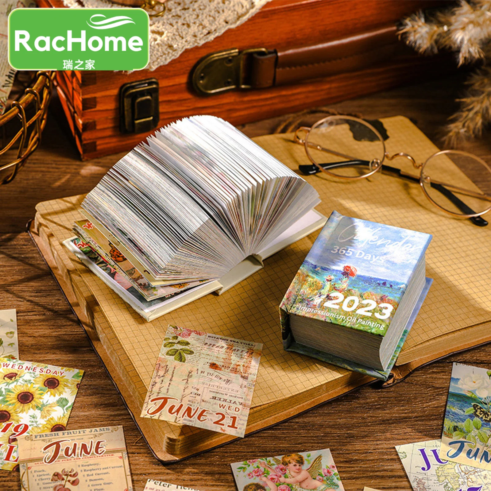 

Мини-календарь на 365 дней, декоративный ретро-фон, винтажная картина маслом на 2023 день, календарь, иллюстрации, календарь