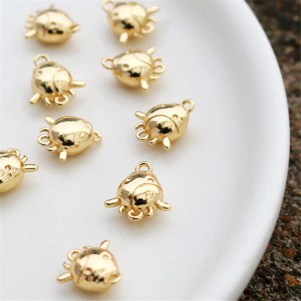 

14k gold color protection 11 * 12mm three-dimensional calf pendant double rings diy handmade jewelry accessories