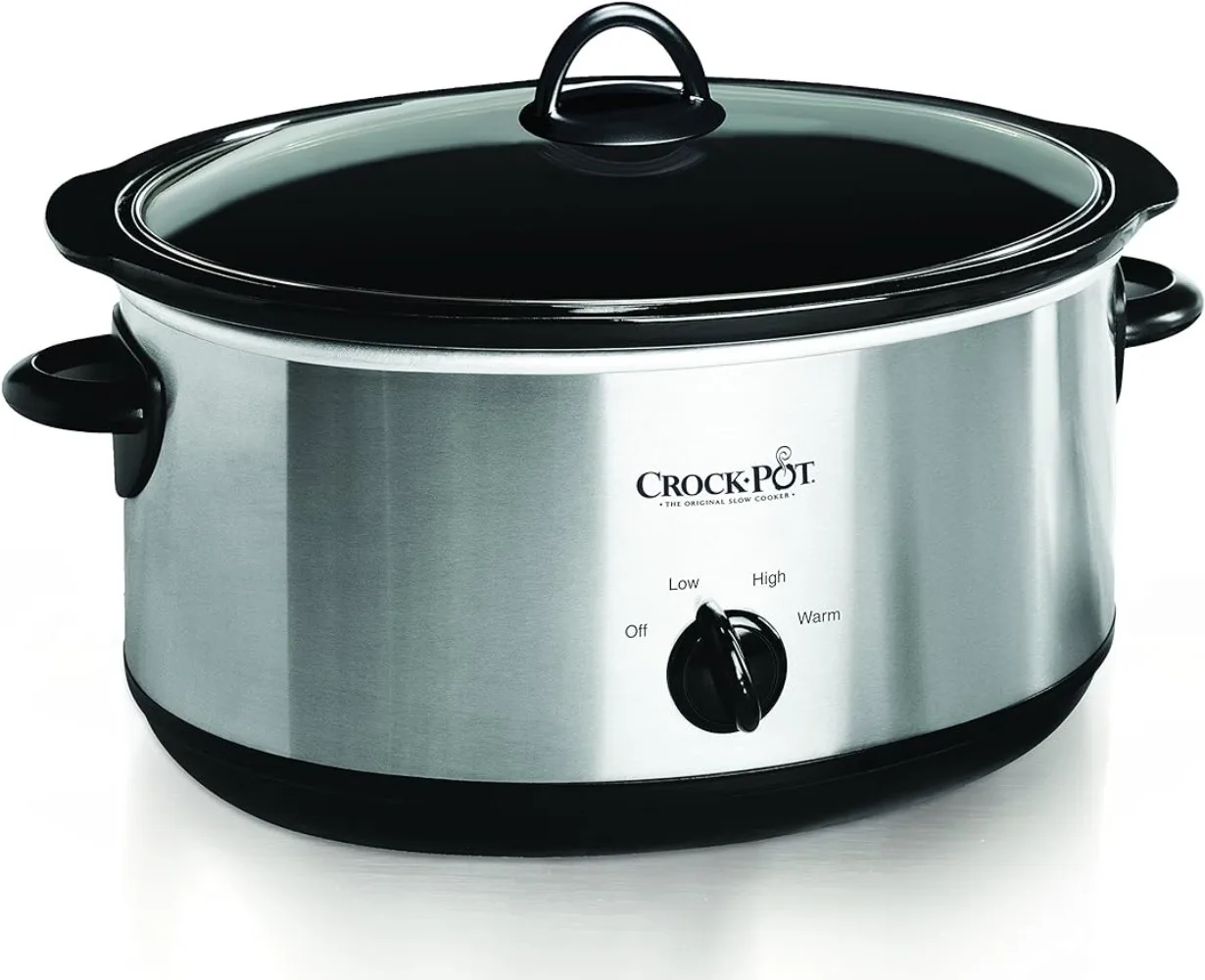 

Crock-Pot Large 8 Quart Oval Manual Slow Cooker, Stainless Steel (SCV800-S)