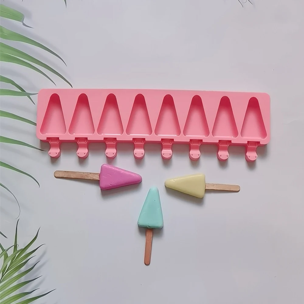 

Triangle Shaped Popsicle Molds Silicone Ice-lolly Moulds 8 Cells Ice Cream Moulds Dessert Tools Ice Cube Tray