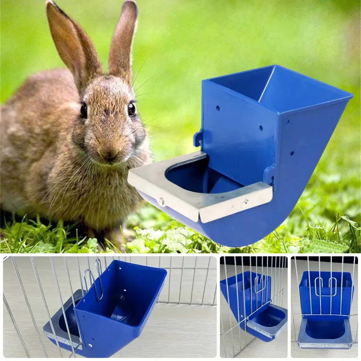 1PC Rabbit Feed Box Hopper Rabbit Cage Small/Middle/Large Rabbit Anti ...