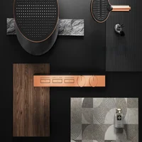 ก๊อกน้ำฝักบัวแบบเทอร์โมสตัทสีโรสโกลด์ ก๊อกน้ำฝักบัวแบบเรนชาวเวอร์สีเทาทองเหลืองติดผนัง ก๊อกน้ำฝักบัวสำหรับอ่างอาบน้ำ 4