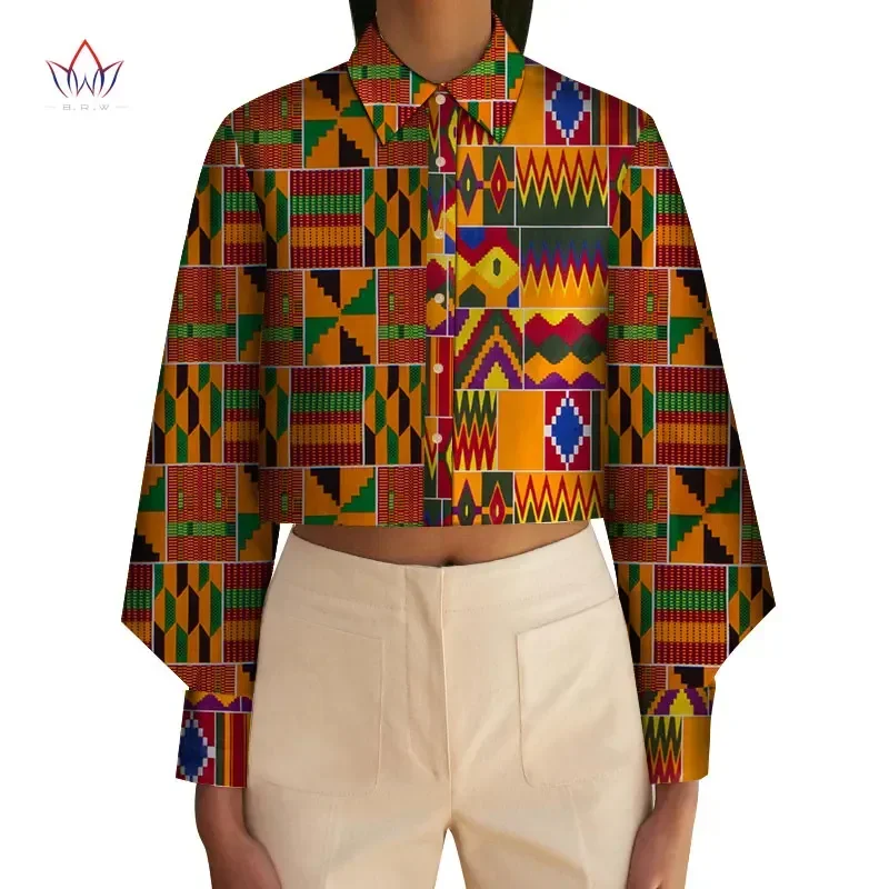 

Bintarealwax Women Sexy Shirts Dashiki Custom Clothing Plus Size Africa Wax Print Top Bazin Riche Brand Clothing for Girl WY6596