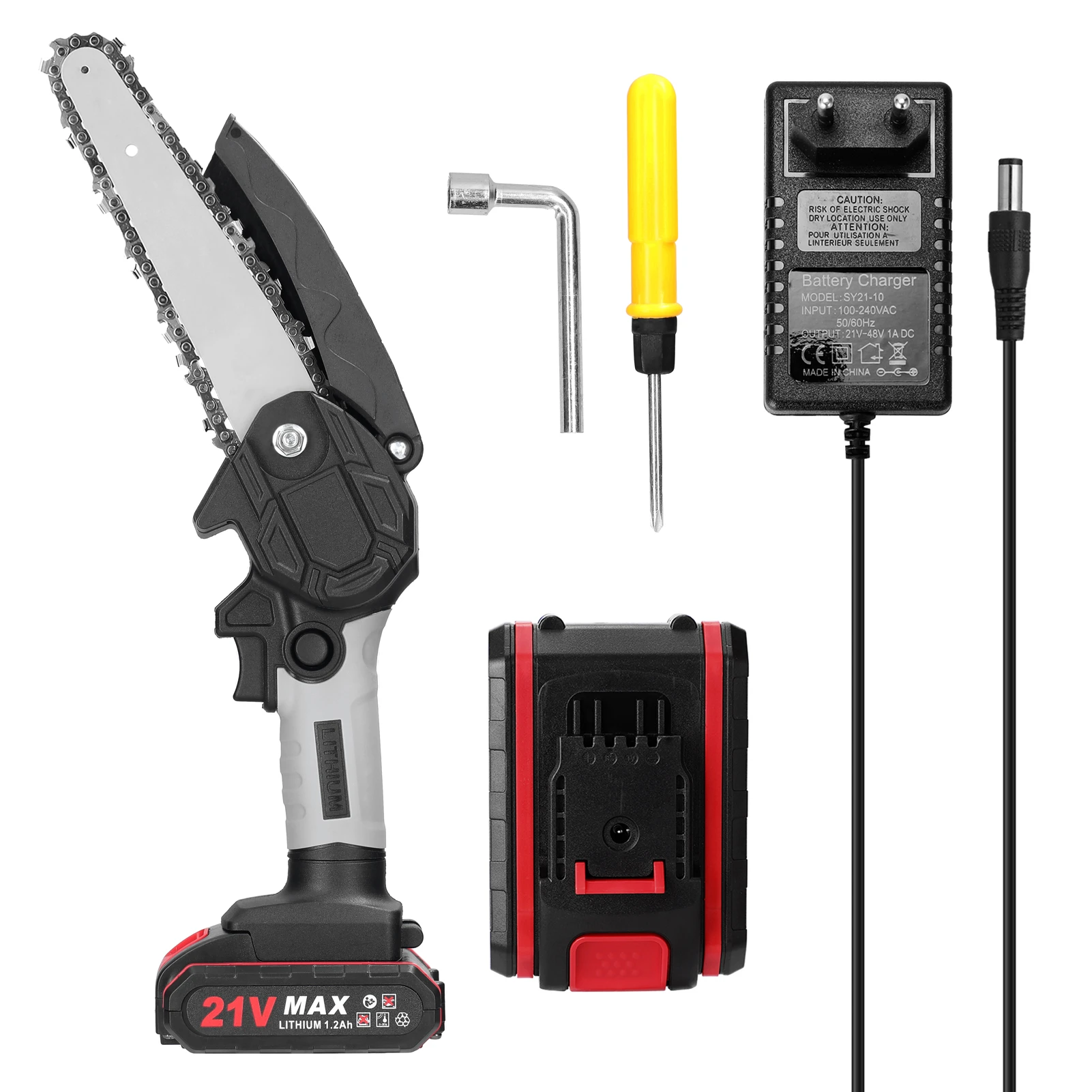 21v 6inch Portable Electric Pruning Saws Mini Wood Splitting Chainsaw