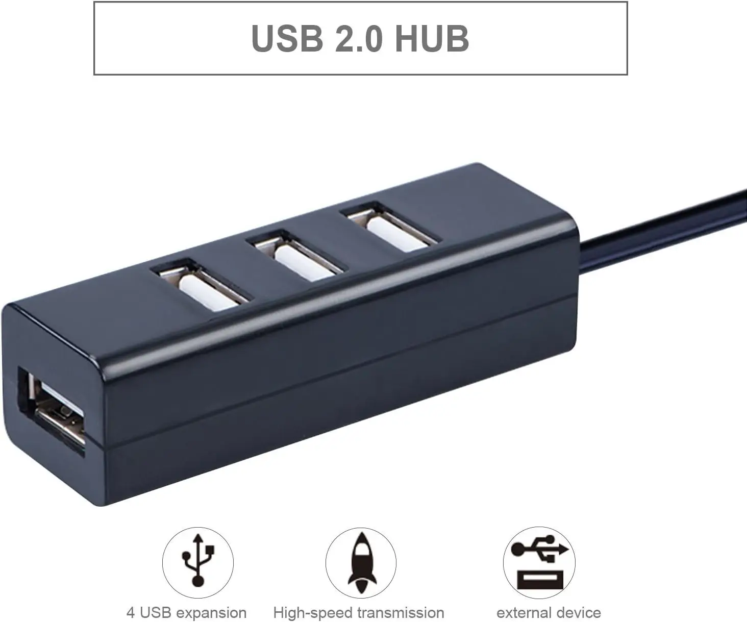 Splitter 4 Port Compact Portable High Speed USB 2.0 Data Hub -Black_voghion.com