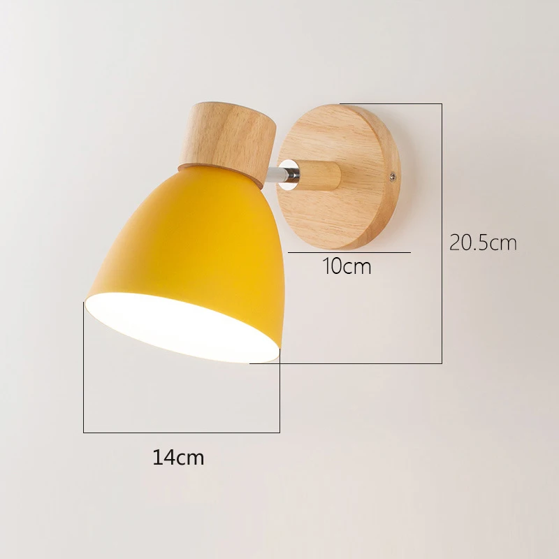 Nordic Wall Lamp Wooden Wall Sconce For Bedroom Living Room Home Lighting E27 Macaroon Bedside Wall Light With Switch Home Decor 6