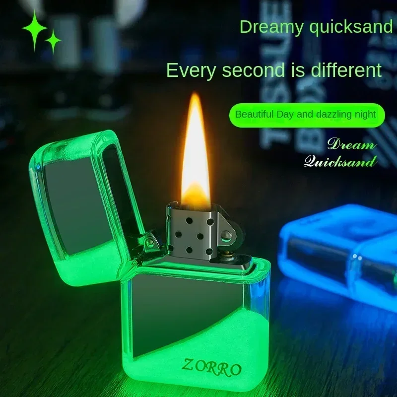 ZORRO Night Glow Sandproof Windproof Lighter Open Fire Kerosene Lighter Smoking Accessories Men's Gift
