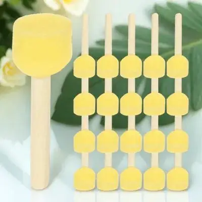 20Pcs 페인팅 스폰지 브러쉬 라운드 소프트 스폰지 팁 나무 손잡이 보육원 정원 예술을위한 깨끗하고 편리한 페인팅 도구
