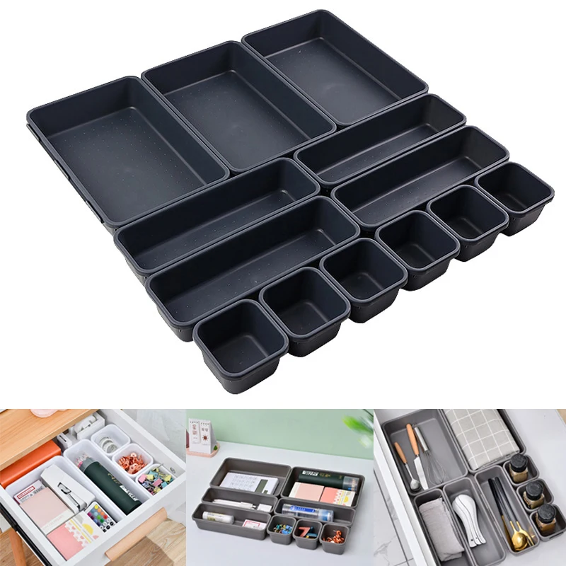 13Pcs Drawer Organizers Separator for Home Office Desk Stationery Storage Box for Kitchen Bathroom Makeup Organizer