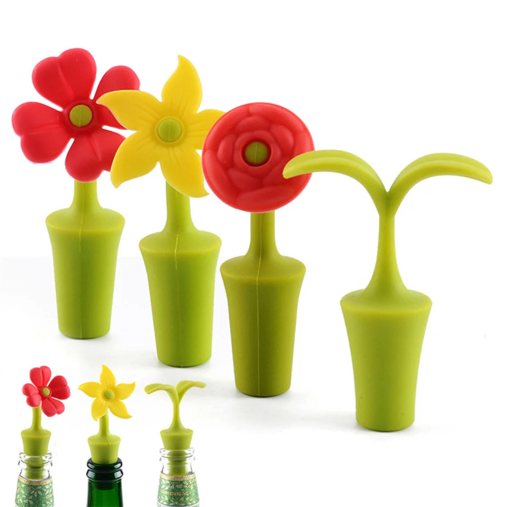 Description Picture 4 of itemFlower Silicone Wine Bottle Stopper Wine Beer Champagne Bottle Leak-proof Sealing Cork Cork Convenient Kitchen Bar Accessories