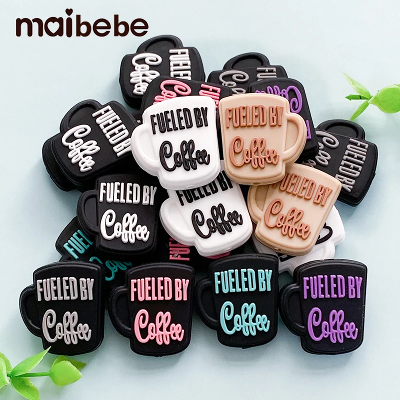 10pcs Silicone Beads Coffee Mug Baby Oral Care Food Grade Chewing Toy Beads DIY Necklace Jewelry Accessories 2
