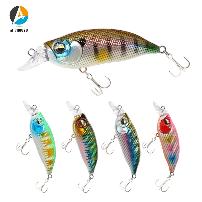 

AI-SHOUYU 1pc плавучая приманка на гольяна 57mm 8g жесткая пластиковая наживка воблер крэнкбейты 3D Eyes Isca искусственная жесткая приманка для ловли карпа