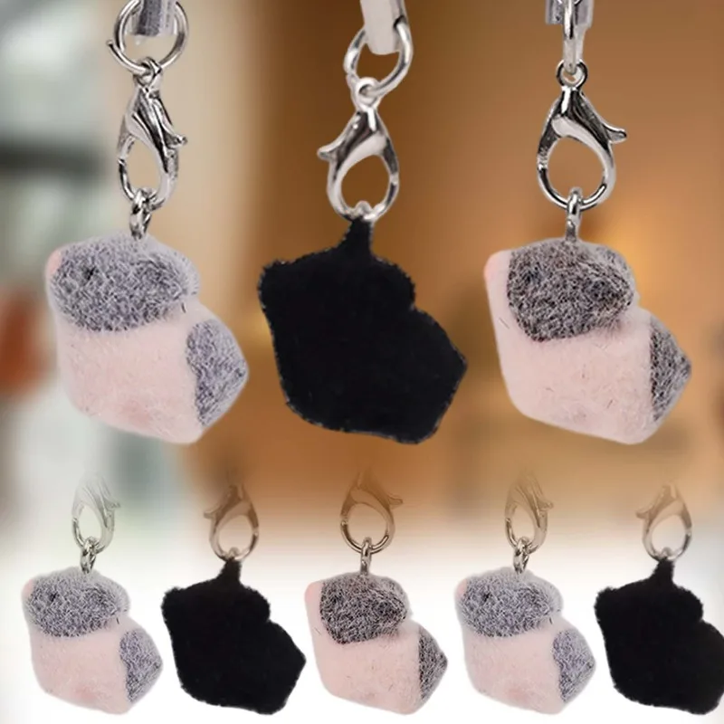 3pcs Cute Mini 3D Pig Keychains Resin Flocking Lovely Boar Animal Pet Pendant Key Chain Bag Earphone Case Phone Lanyard Keyring