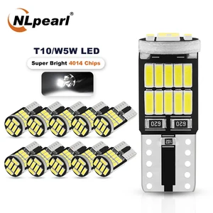 Светодиодные лампы NLpearl 2/10x W5W T10 Canbus 4014 SMD 6000K 168 194 Led 5w5 для салона автомобиля купольная лампа для чтения номерного знака