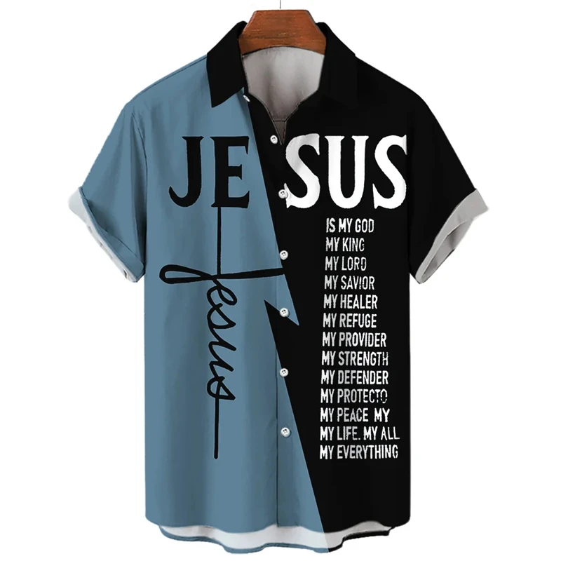 God Jesus 3D Printed Casual Shirts For Men Clothes Fashion Knights Templar Graphic Blouses Streetwear Lapel Blouse Short Sleeve 3