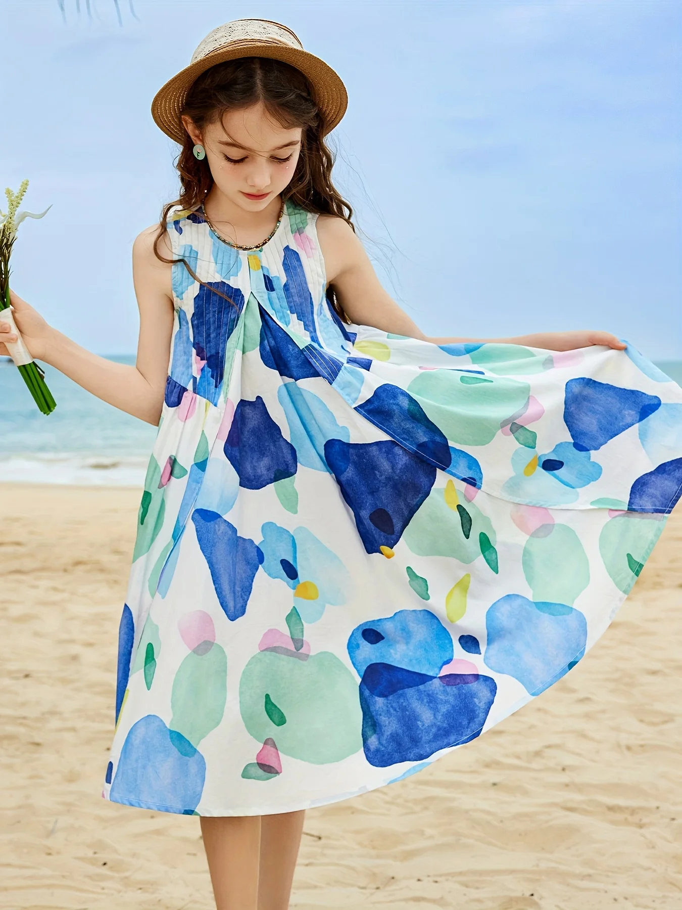 فستان Tween Girls لقضاء العطلات الصيفية رفيع بدون...